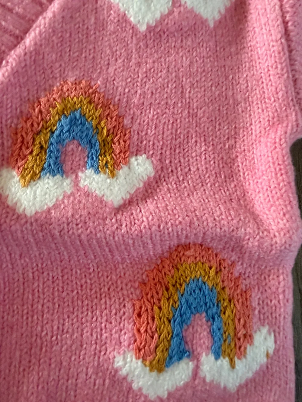 NWT-Old Navy Pink Knit Cardigan with Rainbow Detail-size 12-18 months